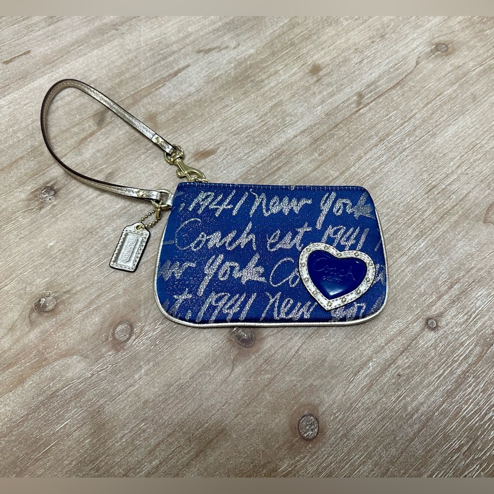 Coach Wristlet Navy & Gold